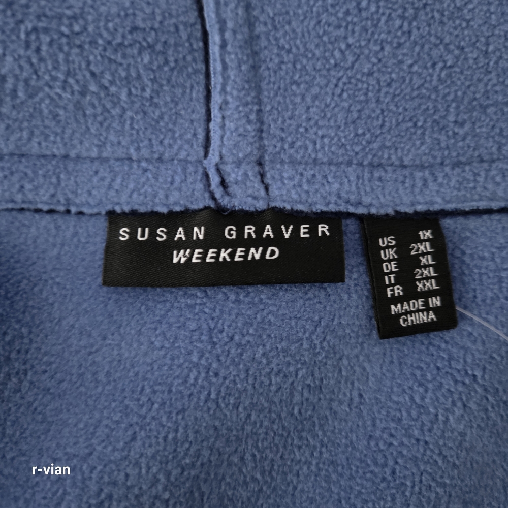 Susan Graver Cozy Fleece Coat Navy/Royal Blue  Size 1X New without tags - Picture 4 of 4